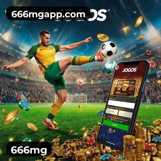 App 666mg para iOS e Android — interface mobile, login biométrico e PIX integrado